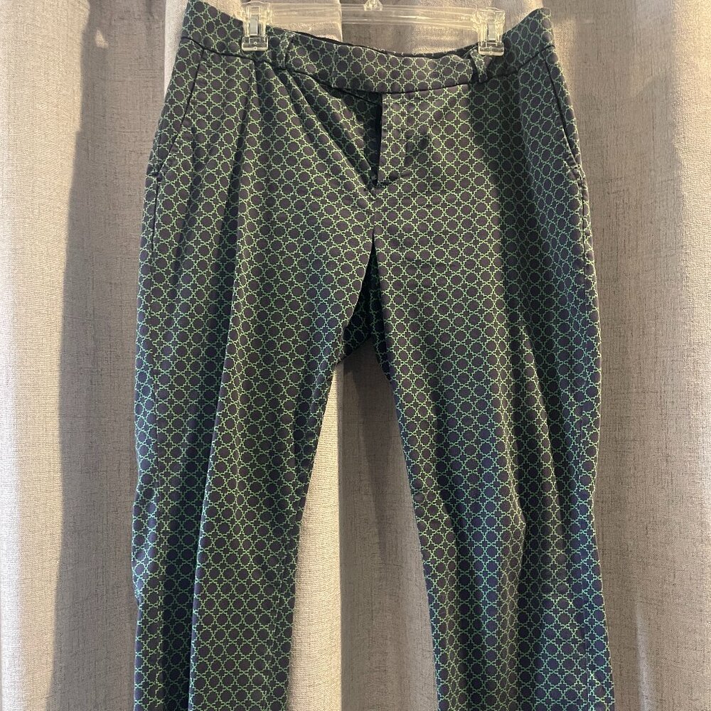 Banana Republic Sloan Pants Navy with green pattern